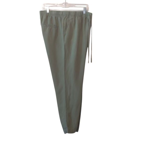 Linen Ankle or Crop Pant Drawstring and Elastic Waist Sage Tapered Leg Size M-L - Picture 1 of 6